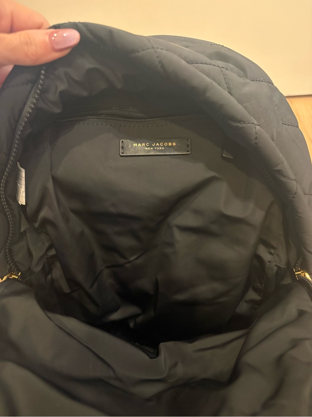 Marc Jacobs Black Quilted Mini Backpack with Gold Plaque - Picture 3 of 4